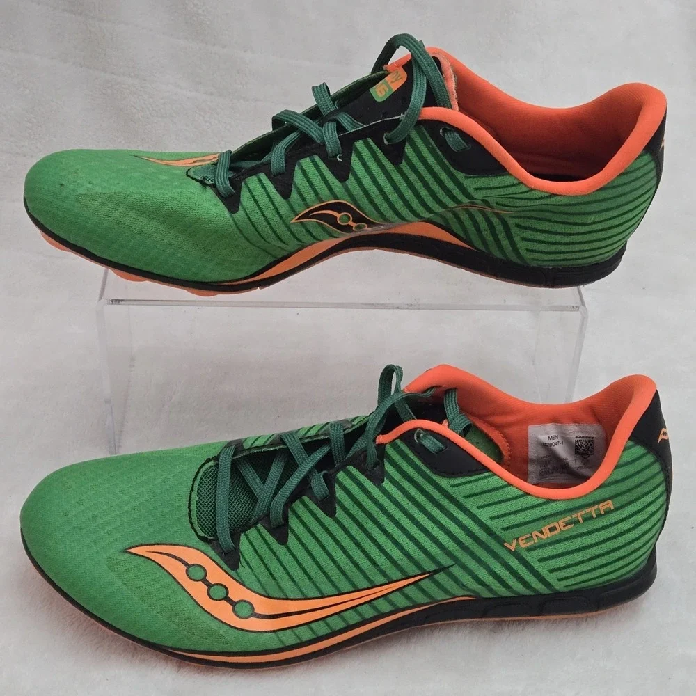 Saucony Racing Men's Size 9.5 Vendetta 2 Athletic Track Shoe Cleats Orange Mince